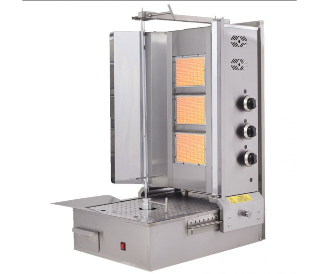 Filatura automatica a 3 fuochi Shawarma Machine Spinning Griller MOTORE INFERIORE 33.000 BTU