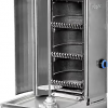 TURCO Professional 3‑Burner Charcoal Shawarma Grill with Motor | 15 kW Vertical Döner Kebab Machine | UK Export | Heavy‑Duty Stainless Steel