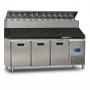 TURCO 3 Door Pizza Preparation Refrigerator 200cm Commercial Stainless Steel Granite Top