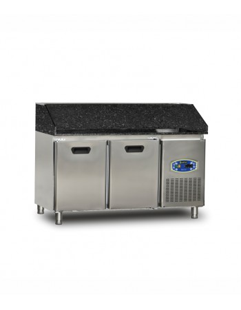 TURCO Double Door Pizza Preparation Refrigerator 150cm Commercial Stainless Steel Granite Top