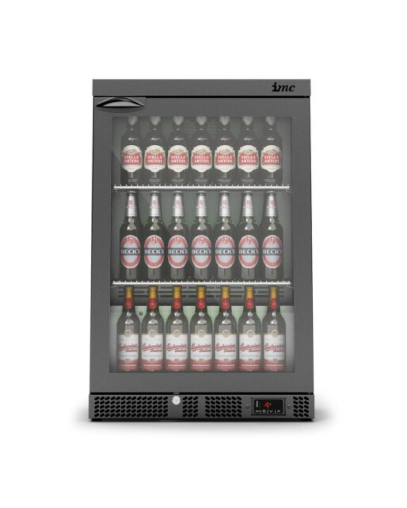 F77/150/B - IMC Mistral M60 Bottle Cooler [Front Load] - Glass Door - Black Painted Frame - H 900 mm - W 600 mm - 0.225 kW