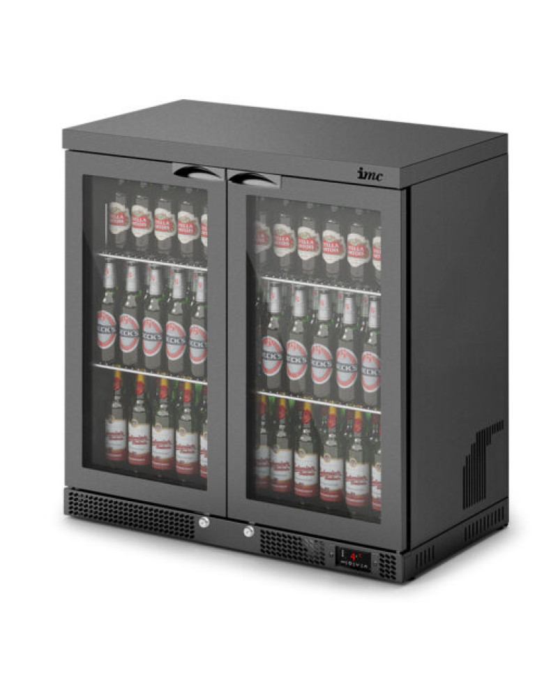 F77/250/B - IMC Mistral M90 Bottle Cooler [Front Load] - Glass Door - Black Painted Frame - H 900 mm - W 900 mm - 0.232 kW