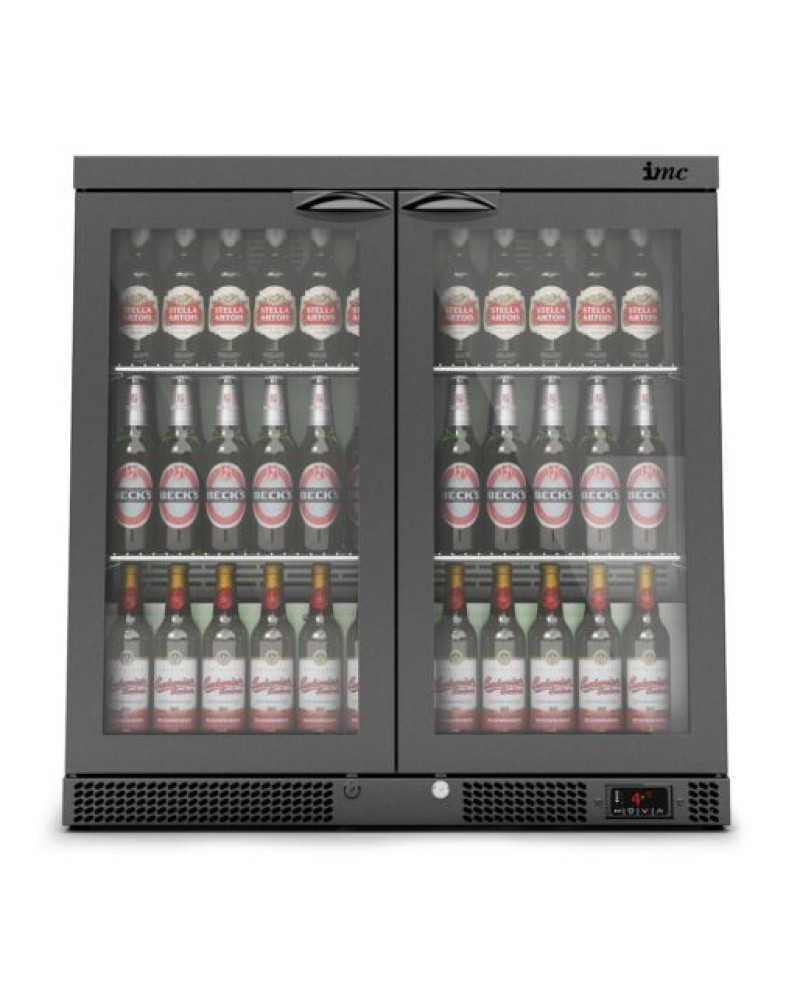 F77/250/B - IMC Mistral M90 Bottle Cooler [Front Load] - Glass Door - Black Painted Frame - H 900 mm - W 900 mm - 0.232 kW
