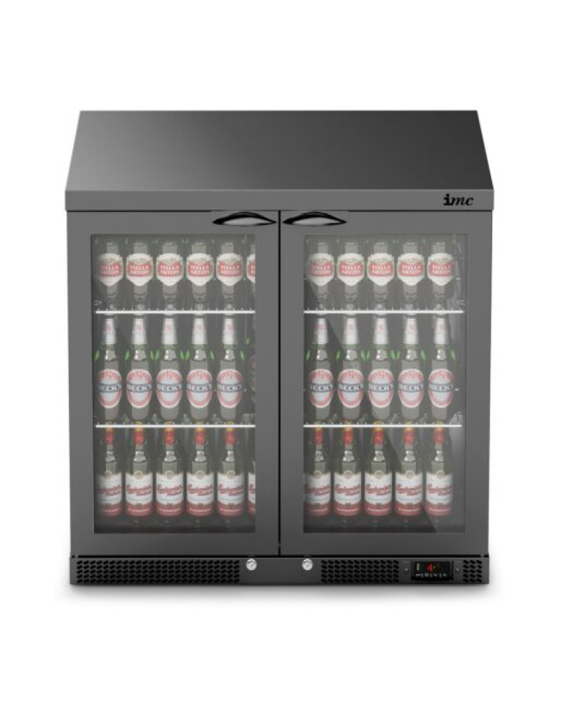 F77/250/B - IMC Mistral M90 Bottle Cooler [Front Load] - Glass Door - Black Painted Frame - H 900 mm - W 900 mm - 0.232 kW