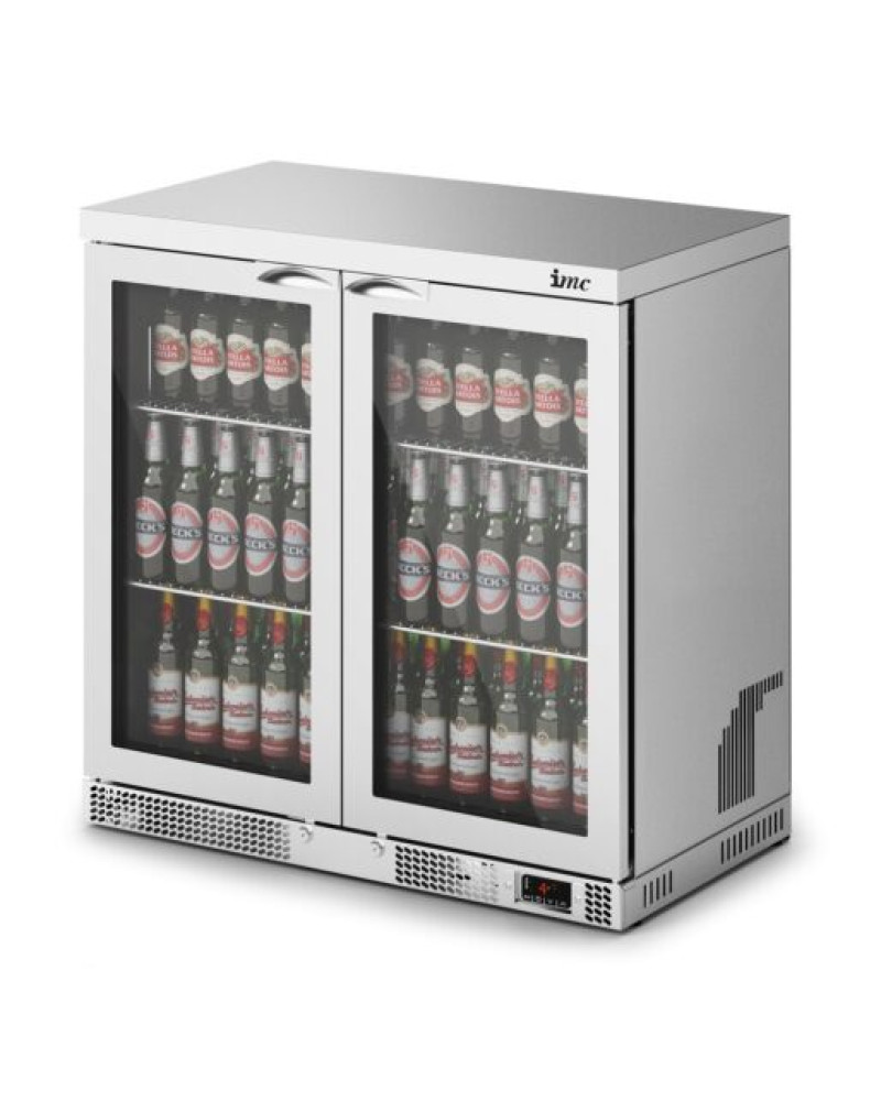 F77/250 - IMC Mistral M90 Bottle Cooler [Front Load] - Glass Door - Stainless Steel Frame - H 900 mm - W 900 mm - 0.232 kW