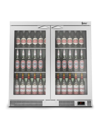 F77/250 - IMC Mistral M90 Bottle Cooler [Front Load] - Glass Door - Stainless Steel Frame - H 900 mm - W 900 mm - 0.232 kW