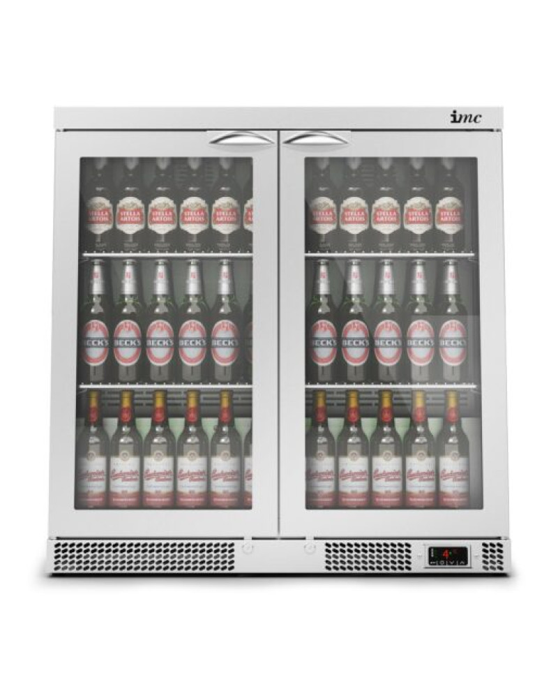 F77/250 - IMC Mistral M90 Bottle Cooler [Front Load] - Glass Door - Stainless Steel Frame - H 900 mm - W 900 mm - 0.232 kW