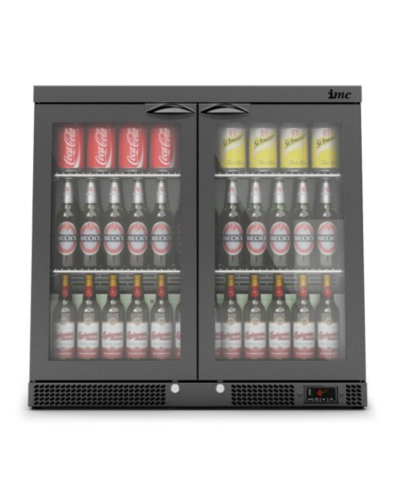 F77/251/B - IMC Mistral M90 Bottle Cooler [Front Load] - Glass Door - Black Painted Frame - H 850 mm - W 900 mm - 0.46 kW