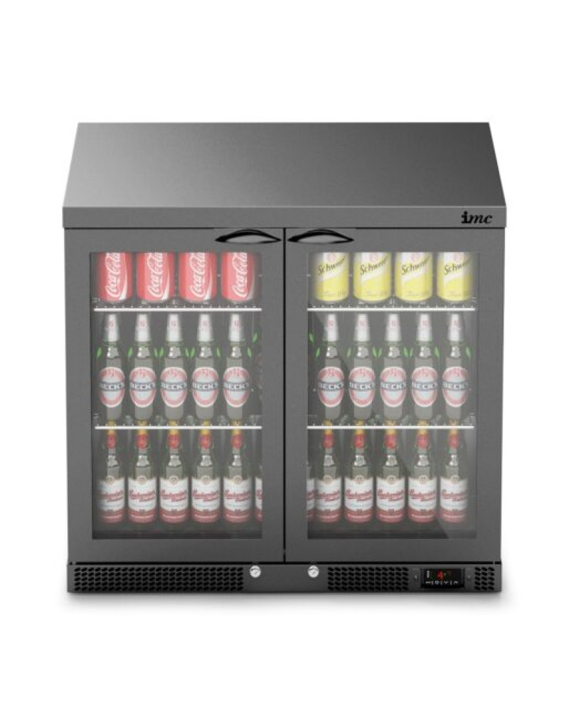 F77/251/B - IMC Mistral M90 Bottle Cooler [Front Load] - Glass Door - Black Painted Frame - H 850 mm - W 900 mm - 0.46 kW
