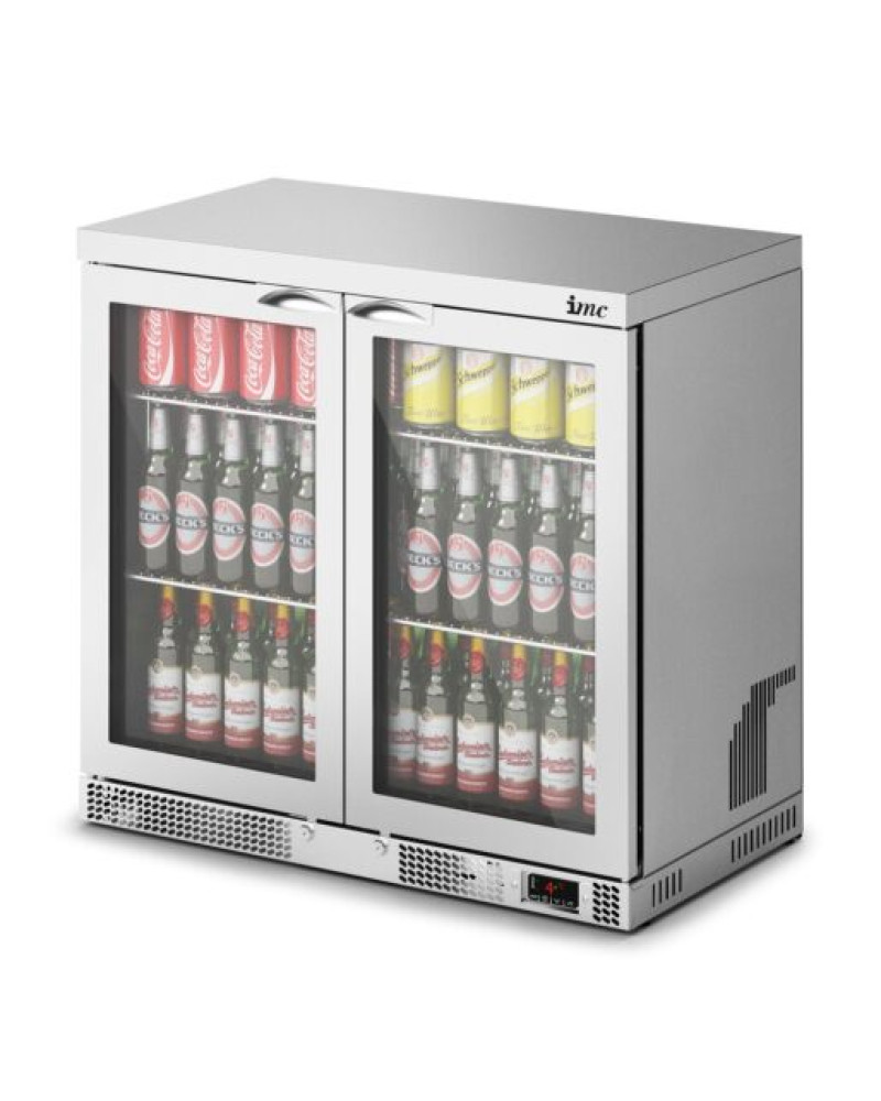 F77/251 - IMC Mistral M90 Bottle Cooler [Front Load] - Glass Door - Stainless Steel Frame - H 850 mm - W 900 mm - 0.232 kW