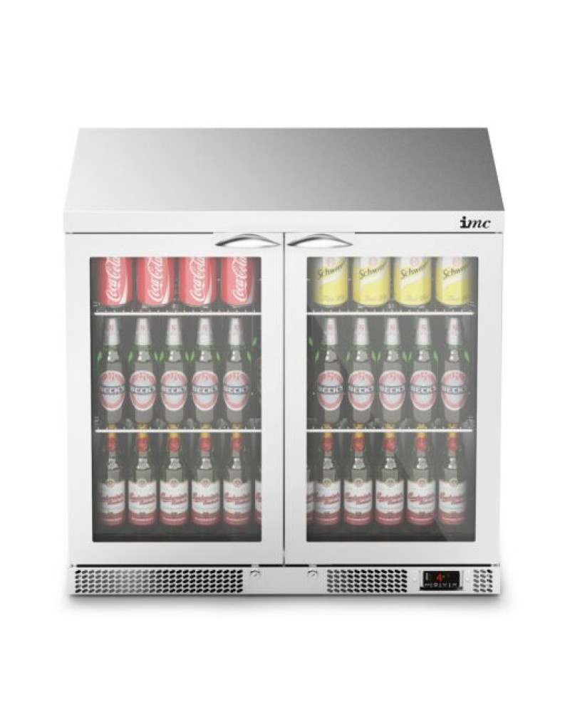 F77/251 - IMC Mistral M90 Bottle Cooler [Front Load] - Glass Door - Stainless Steel Frame - H 850 mm - W 900 mm - 0.232 kW