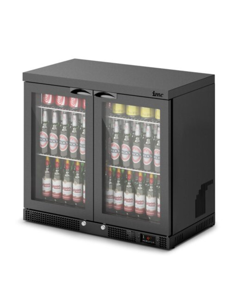 F77/252/B - IMC Mistral M90 Bottle Cooler [Front Load] - Glass Door - Black Painted Frame - H 800 mm - W 900 mm - 0.232 kW