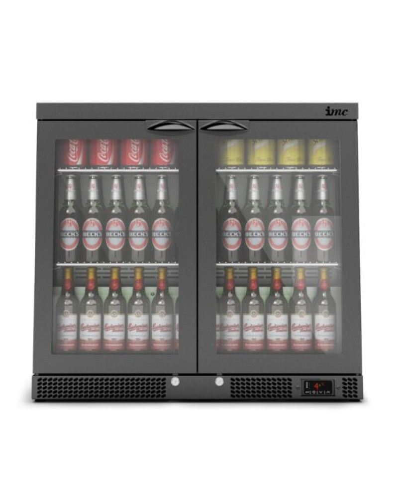 F77/252/B - IMC Mistral M90 Bottle Cooler [Front Load] - Glass Door - Black Painted Frame - H 800 mm - W 900 mm - 0.232 kW