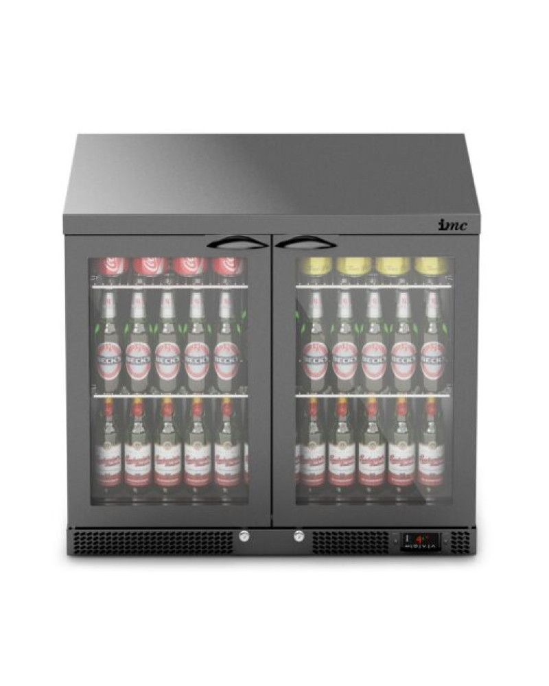 F77/252/B - IMC Mistral M90 Bottle Cooler [Front Load] - Glass Door - Black Painted Frame - H 800 mm - W 900 mm - 0.232 kW