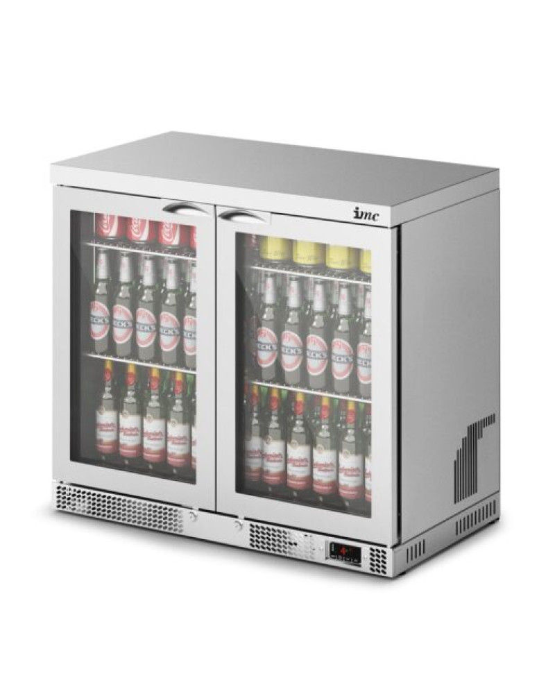 F77/252 - IMC Mistral M90 Bottle Cooler [Front Load] - Glass Door - Stainless Steel Frame - H 800 mm - W 900 mm - 0.232 kW