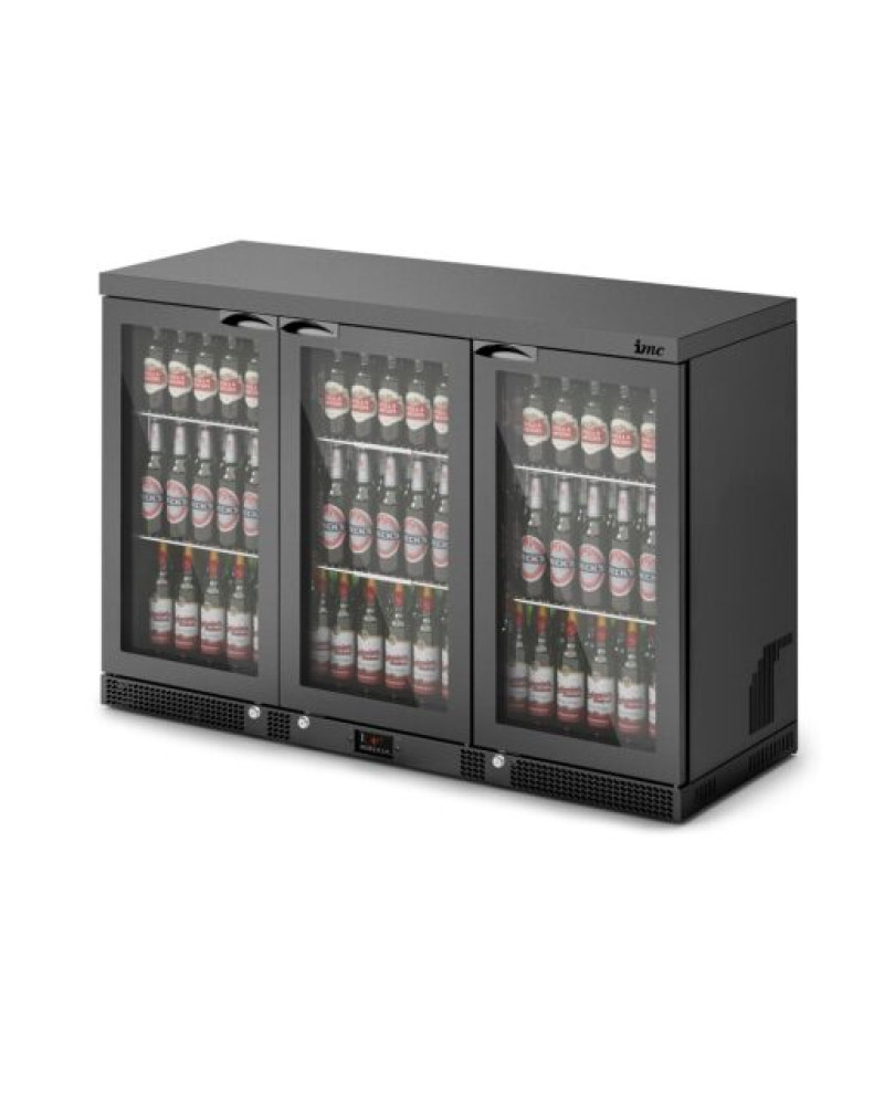 F77/350/B - IMC Mistral M135 Bottle Cooler [Front Load] - Glass Door - Black Painted Frame - H 900 mm - W 1350 mm - 0.357 kW