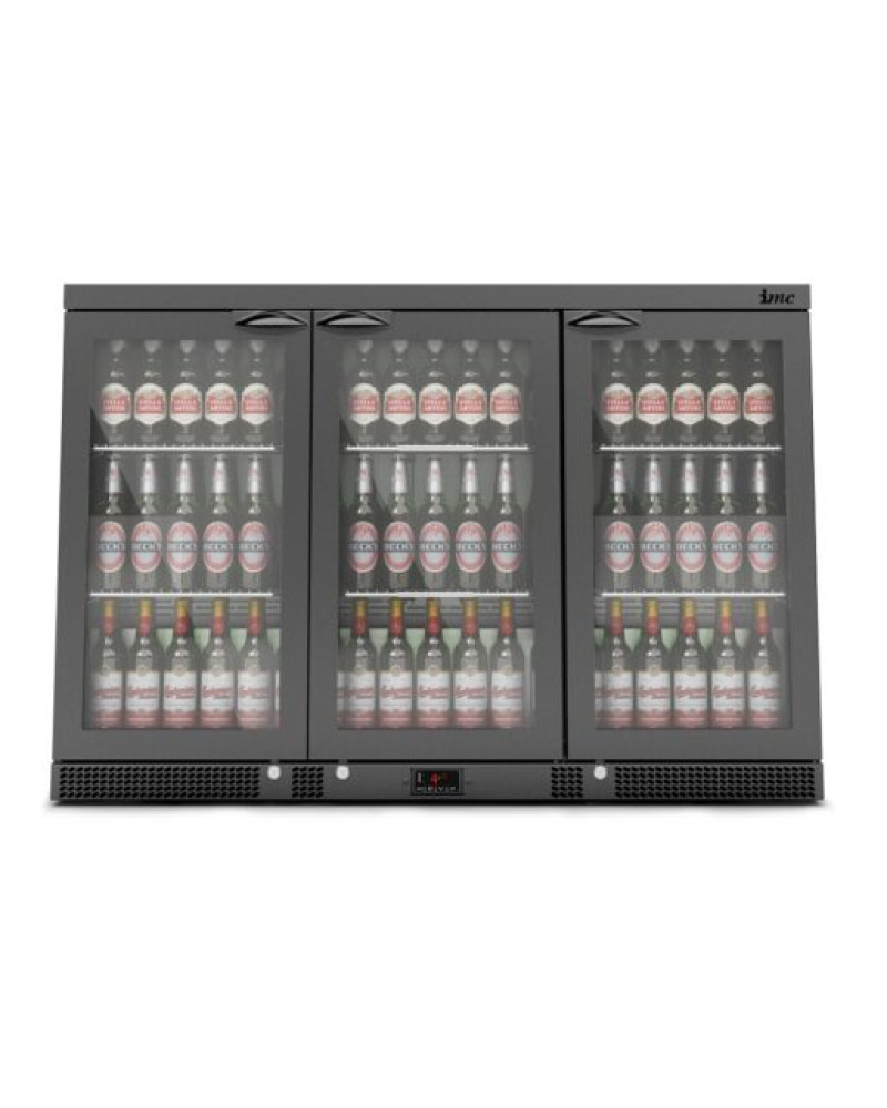 F77/350/B - IMC Mistral M135 Bottle Cooler [Front Load] - Glass Door - Black Painted Frame - H 900 mm - W 1350 mm - 0.357 kW