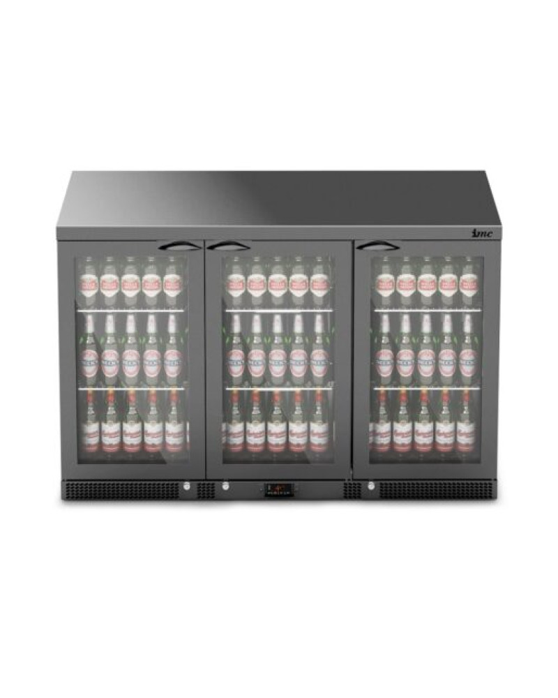 F77/350/B - IMC Mistral M135 Bottle Cooler [Front Load] - Glass Door - Black Painted Frame - H 900 mm - W 1350 mm - 0.357 kW