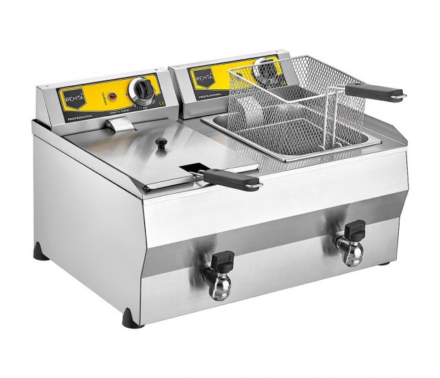 8+8 lt Electric Fryer with Oil Drain Tap