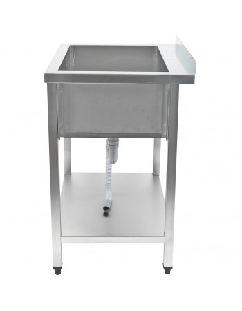 Commercial Pot Wash Sink Stainless steel 1 bowl Splashback Bottom shelf 1400x700x900mm Square legs | TurcoBazaar PSA14070U