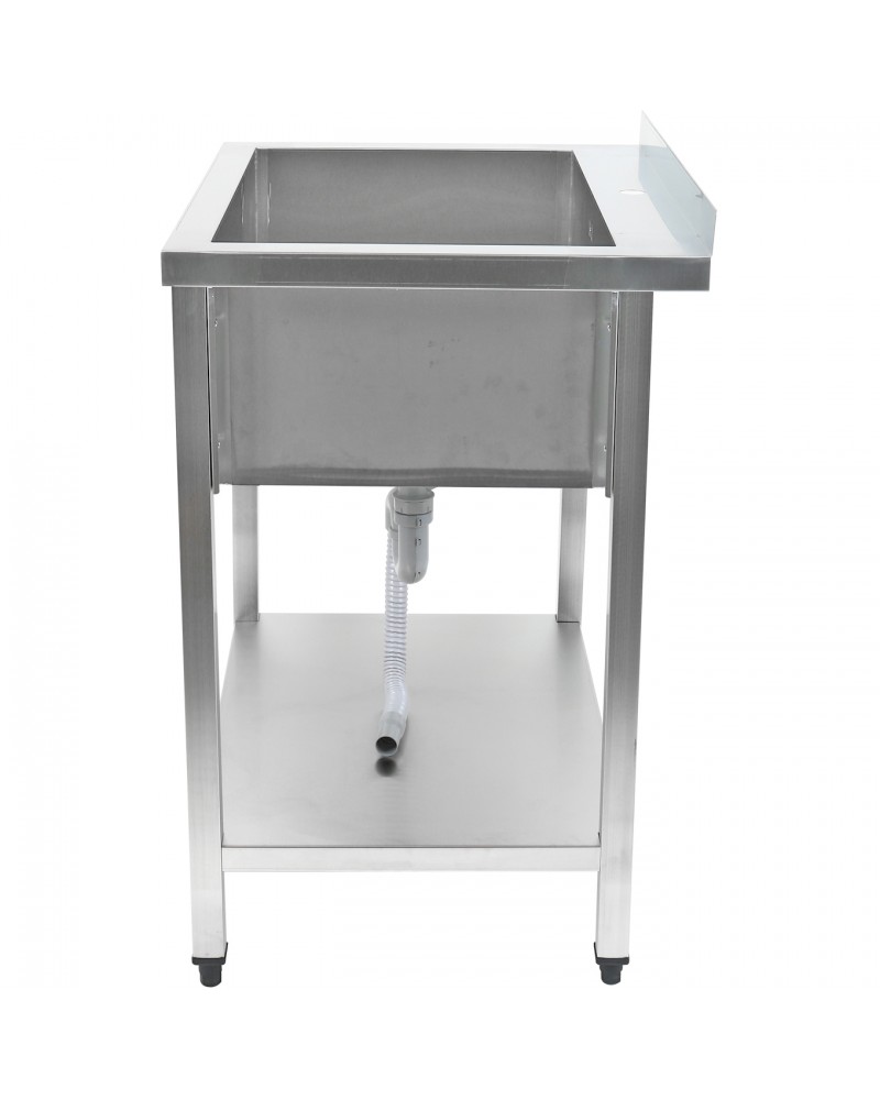 Commercial Pot Wash Sink Stainless steel 1 bowl Splashback Bottom shelf 1400x700x900mm Square legs | TurcoBazaar PSA14070U