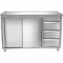 Commercial Worktop Floor Cupboard 3 drawers Right 2 sliding doors Stainless steel Width 1600mm Depth 700mm | TurcoBazaar THASR167R3