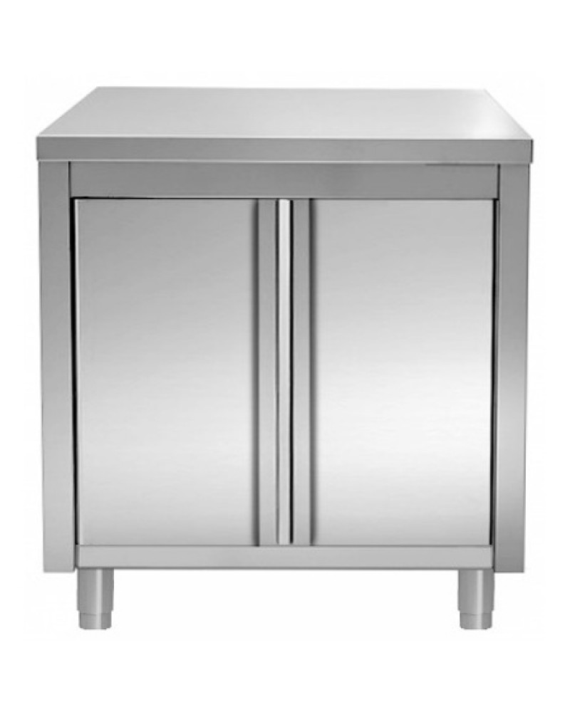 Commercial Worktop Floor Cupboard Hinged doors Stainless steel Width 800mm Depth 700mm | TurcoBazaar THASR87