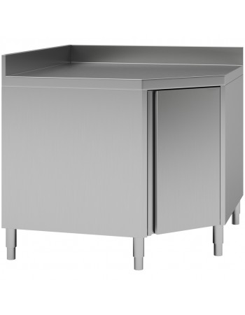 Commercial Worktop Floor Cupboard Corner unit Hinged door Stainless steel Sides 700mm Upstand | TurcoBazaar THESR107A