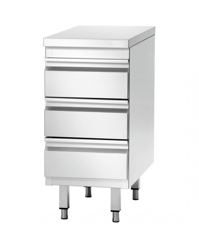 Commercial drawer cabinet Stainless steel 3 drawers Width 500mm Depth 700mm | TurcoBazaar THSS3R57
