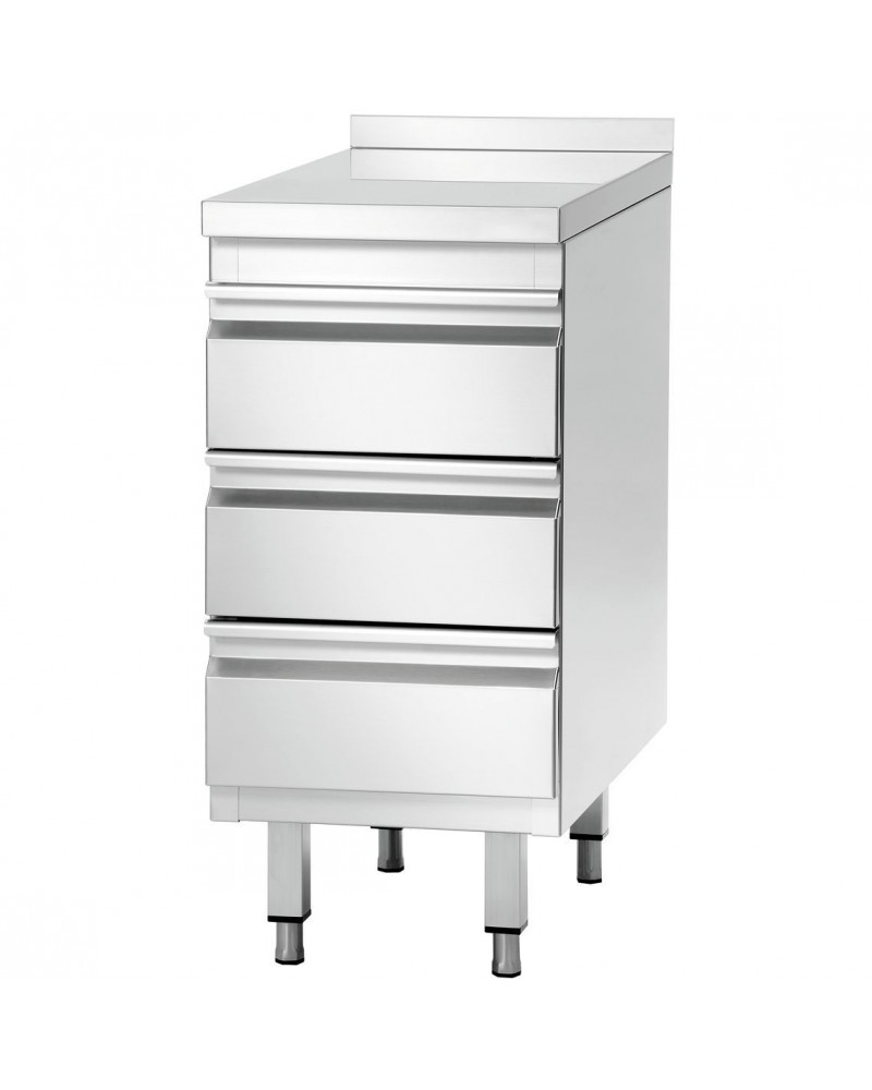 Commercial drawer cabinet Stainless steel 3 drawers Upstand Width 500x600x850mm | TurcoBazaar VIG563A