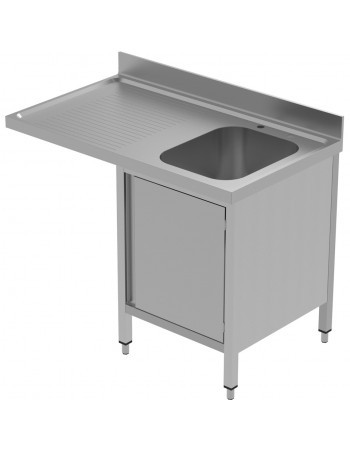 Commercial Sink for dishwashers with Cupboard 1 bowl Right Splashback 1200mm Depth 600mm | TurcoBazaar THSSR126SBR1