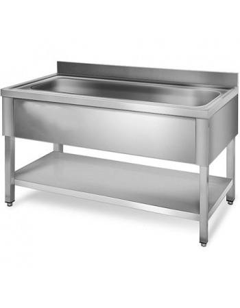 Commercial Pot Wash Sink Stainless steel 1 bowl Bottom shelf Splashback 1200mm Depth 700mm | TurcoBazaar VS127BS