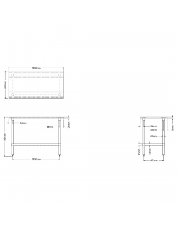 Commercial Work table Stainless steel Bottom shelf 1200x600x900mm | TurcoBazaar WTG600X1200