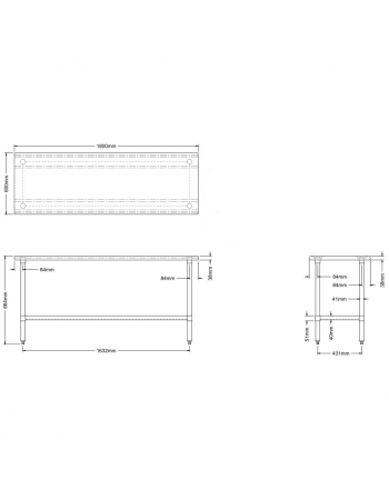 Commercial Work table Stainless steel Bottom shelf 1800x600x900mm | TurcoBazaar WTG600X1800