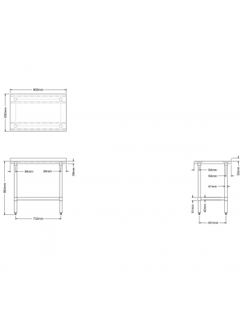 Commercial Work table Stainless steel Rear upstand Bottom shelf 600x600x900mm | TurcoBazaar WTG600X60050R
