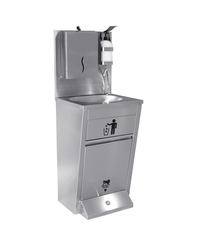 Handwash Station with Waste basket & Napkin dispenser & Soap dispenser holder Foot operated Stainless steel Height 1350mm | TurcoBazaar AYK002 Handwash Station with Waste basket & Napkin dispenser & Soap dispenser holder Foot operated Stainless steel Height 1350mm | TurcoBazaar AYK002