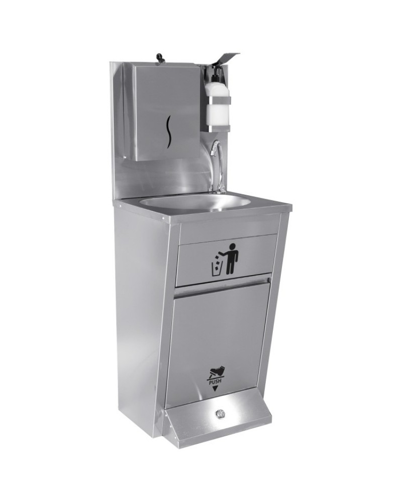 Handwash Station with Waste basket & Napkin dispenser & Soap dispenser holder Foot operated Stainless steel Height 1350mm | TurcoBazaar AYK002