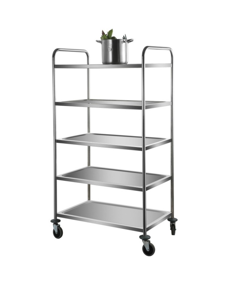 Professional Stainless Steel Trolley 5-Tiers 150kg Capacity 920x600x1540mm | CARRO5 Professional Stainless Steel Trolley 5-Tiers 150kg Capacity 920x600x1540mm | CARRO5