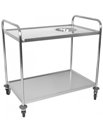 Commercial 2-Tier Stainless Steel Waste Sorting Trolley with Cutlery Tray Slot 1000×620×1000mm|  CG10062