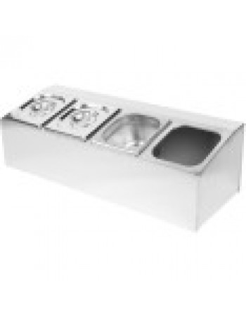 Commercial Condiment Holder including 4xGN1/6-100mm pans & lids | CHD04A Commercial Condiment Holder including 4xGN1/6-100mm pans & lids | CHD04A