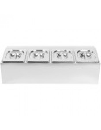 Commercial Condiment Holder including 4xGN1/6-100mm pans & lids | CHD04A Commercial Condiment Holder including 4xGN1/6-100mm pans & lids | CHD04A
