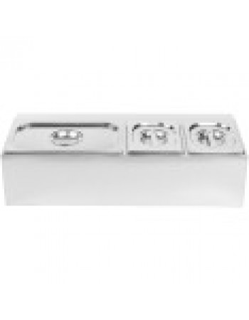 Commercial Condiment Holder including 2xGN1/6-150mm & 1xGN1/3-150mm pans & lids | CHD04AD2 Commercial Condiment Holder including 2xGN1/6-150mm & 1xGN1/3-150mm pans & lids | CHD04AD2