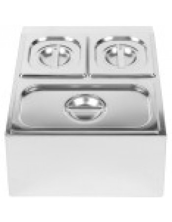 Commercial Condiment Holder including 2xGN1/6-150mm & 1xGN1/3-150mm containers with lids Stainless steel | CHD04BD2 Commercial Condiment Holder including 2xGN1/6-150mm & 1xGN1/3-150mm containers with lids Stainless steel | CHD04BD2