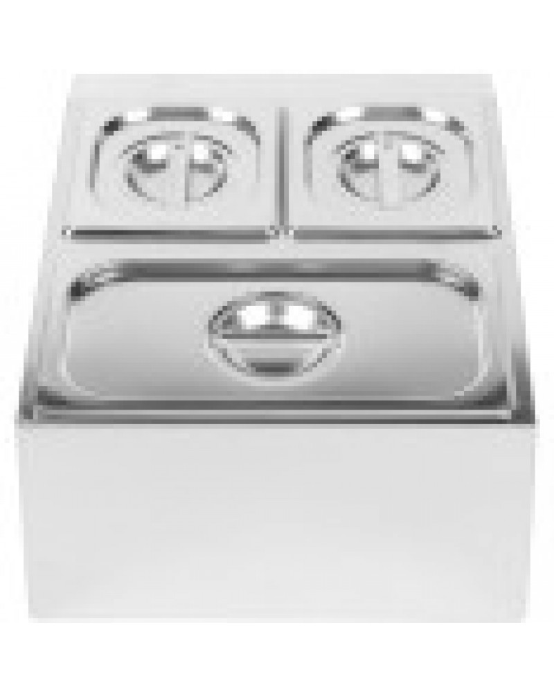 Commercial Condiment Holder including 2xGN1/6-150mm & 1xGN1/3-150mm containers with lids Stainless steel | CHD04BD2 Commercial Condiment Holder including 2xGN1/6-150mm & 1xGN1/3-150mm containers with lids Stainless steel | CHD04BD2