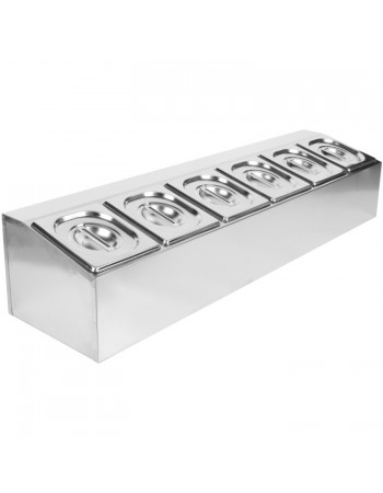 Commercial Condiment Holder including 6xGN1/6-150mm pans & Lids | CHD06AD Commercial Condiment Holder including 6xGN1/6-150mm pans & Lids | CHD06AD