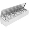 Commercial Condiment Holder with lid including 6xGN1/6-100mm containers Stainless steel |  CHD06AFL