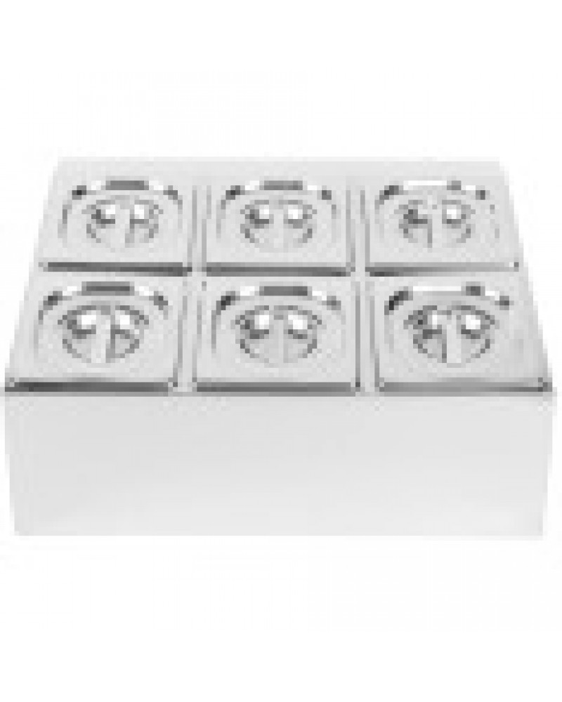 Commercial Condiment Holder including 6xGN1/6-100mm pans & lids | CHD06B Commercial Condiment Holder including 6xGN1/6-100mm pans & lids | CHD06B