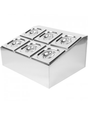 Commercial Condiment Holder including 6xGN1/6-100mm pans & lids | CHD06B Commercial Condiment Holder including 6xGN1/6-100mm pans & lids | CHD06B