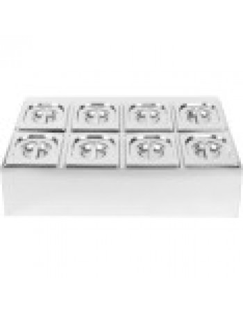 Commercial Condiment Holder including 8xGN1/6-100mm pans & lids |  CHD08B Commercial Condiment Holder including 8xGN1/6-100mm pans & lids |  CHD08B