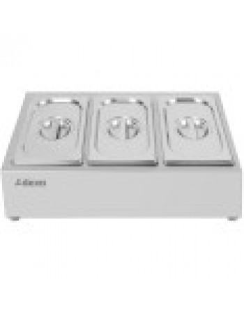 Commercial Condiment Holder including 3xGN1/4-150mm containers with lid Stainless steel | CHE03AD Commercial Condiment Holder including 3xGN1/4-150mm containers with lid Stainless steel | CHE03AD